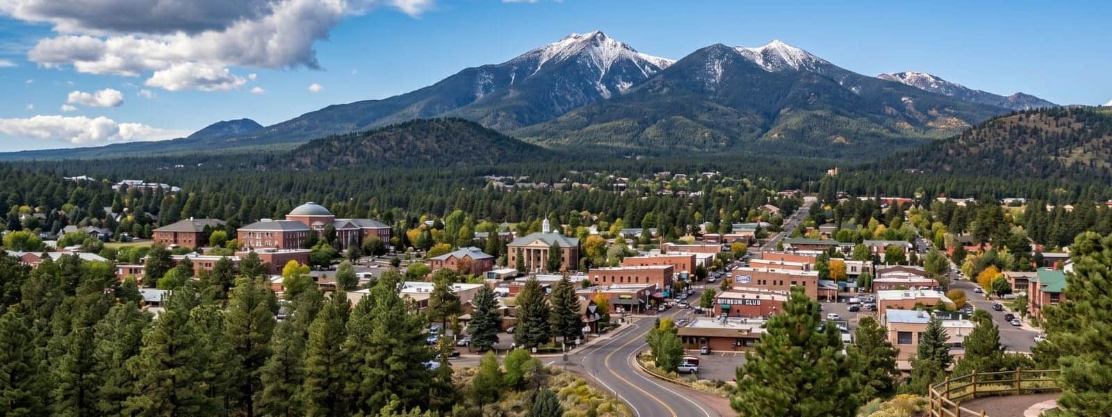 Flagstaff, Arizona with San Francisco Peaks in the background